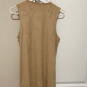 Cream/Beige Suede Midi Cardigan (Size Small)